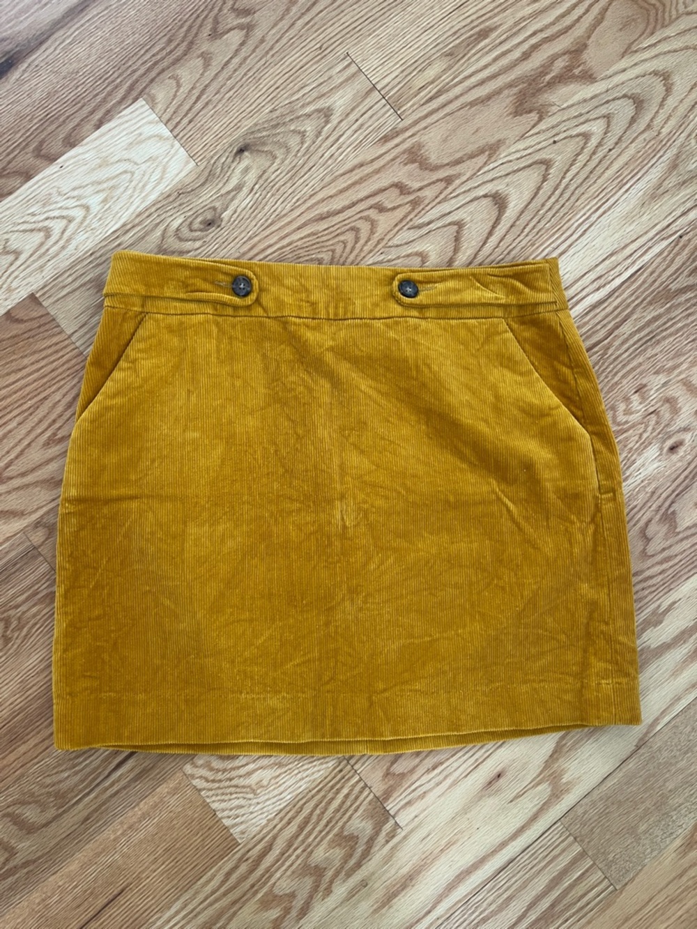 Corduroy Mini Skirt in Mustard Yellow - Women's
